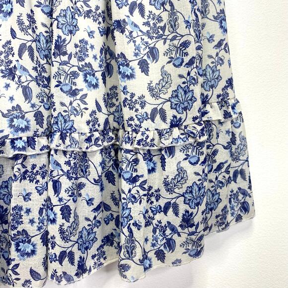 Super Natural Secret Mission Floral Chiffon Smocked Greenport Dress Blue Sz M - Picture 6 of 13